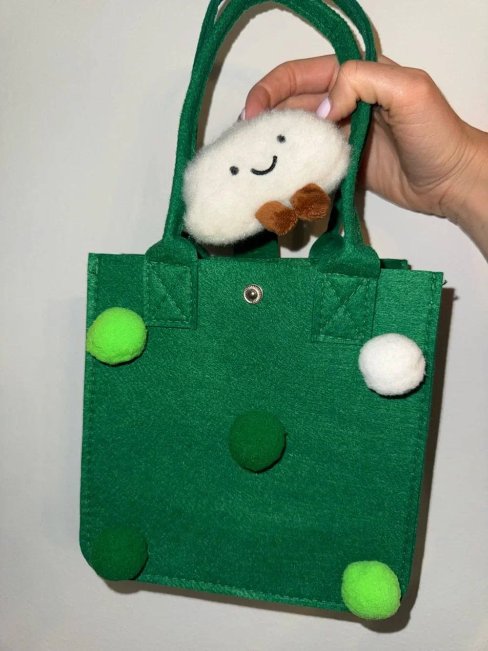 Green reusable goodie tote bag